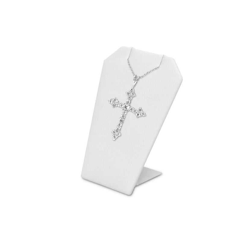 MOOCA 6 Pcs Set Mini White Faux Leather Earring Stand Necklace Chain and Pendant Display Stand, Mini Jewelry Display Holder Stand, Jewelry Showcase, 3 1/4 in Height - Image 3